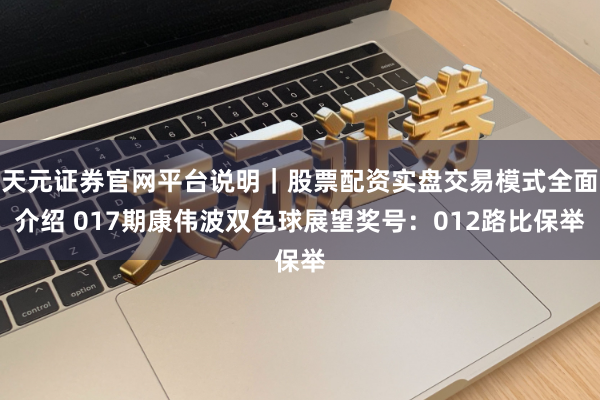 天元证券官网平台说明｜股票配资实盘交易模式全面介绍 017期康伟波双色球展望奖号：012路比保举