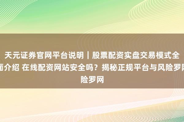 天元证券官网平台说明｜股票配资实盘交易模式全面介绍 在线配资网站安全吗？揭秘正规平台与风险罗网